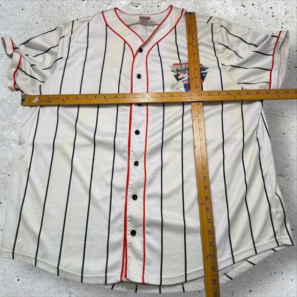 Marvel Deadpool Unicorn Baseball Jersey XL Pinstripe Red Trim Button-Up C-Life - Picture 10 of 10